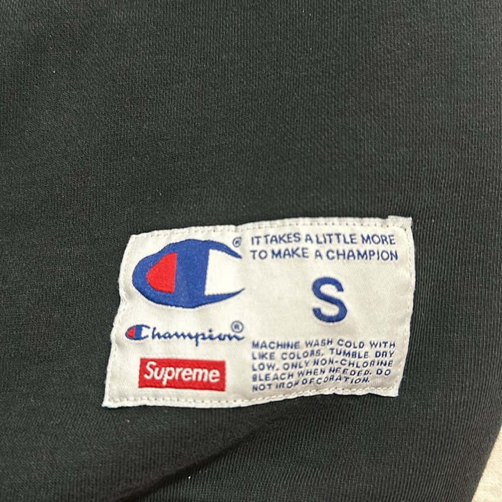 Supreme x Champion Stay In School Crewneck 'Black' - Picture 2 of 4